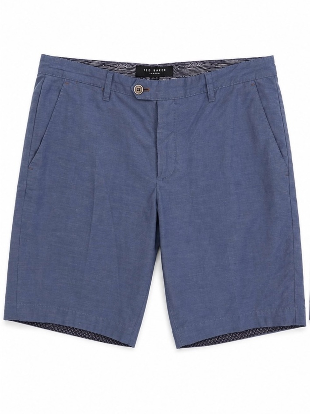 Ted Baker London 100% Cotton Shorts 34 Blue Tailored Chino Flat Front